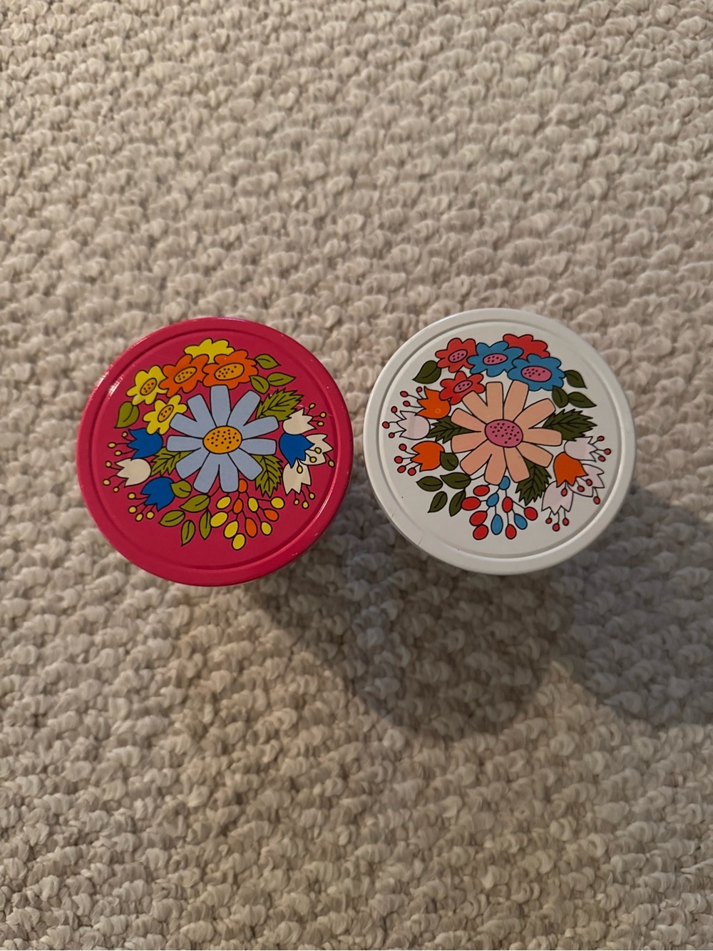 Floral Decorative Trinket Tin - Pink and White Set